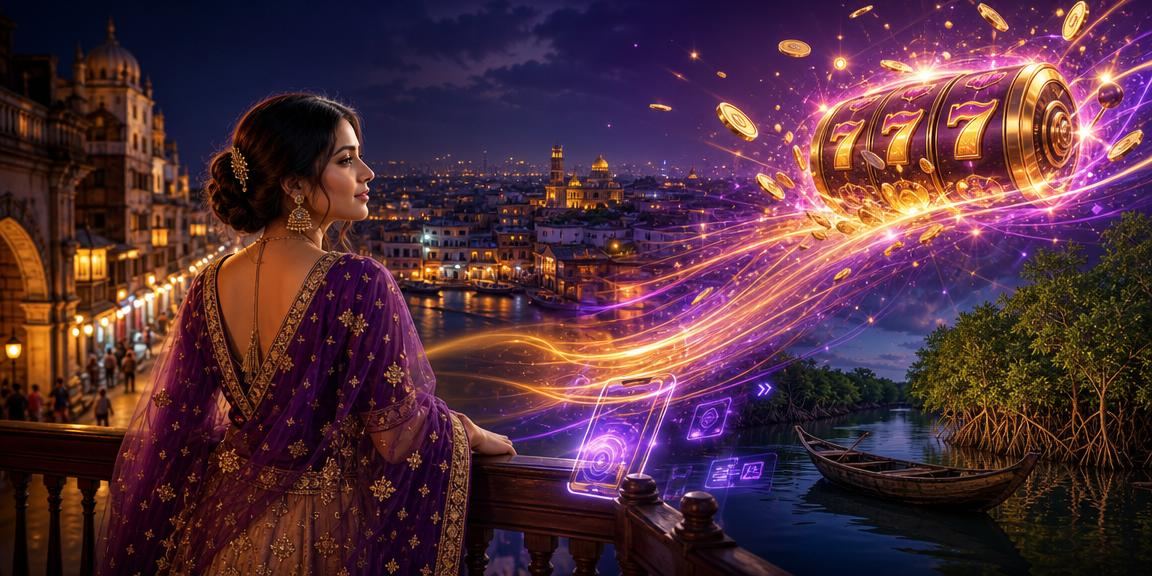সুন্দরবন অঞ্চলের একজন ব্যবহারকারী মোবাইলে স্লট গেম উপভোগ করছেন