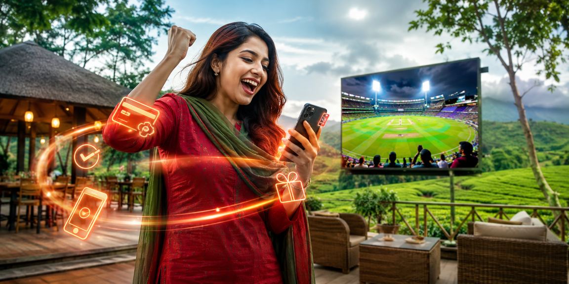 সিলেটের চা বাগানে মোবাইলে ক্রিকেট বেটিং করছেন একজন দর্শক